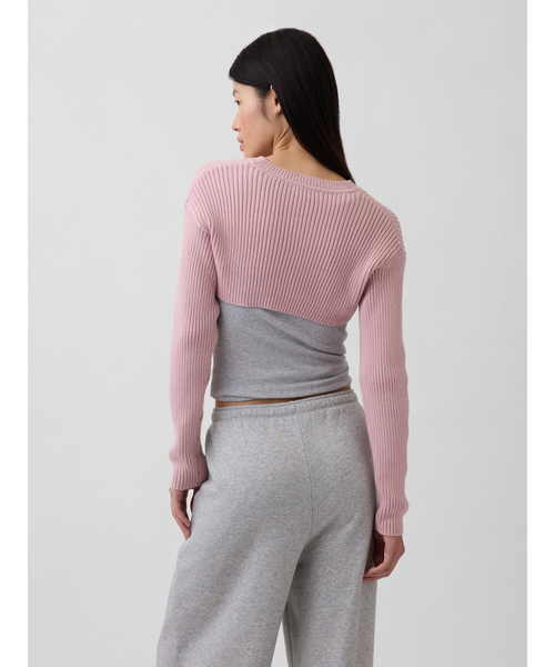 GAP（ギャップ）の「コットン100% リラックスフィット リブ ボレロセーター（ニット/セーター・レディース・オフホワイト/チャコールグレー/ブルー/ピンク・XXS/XL/L/M/S/XS）」の19枚目の写真