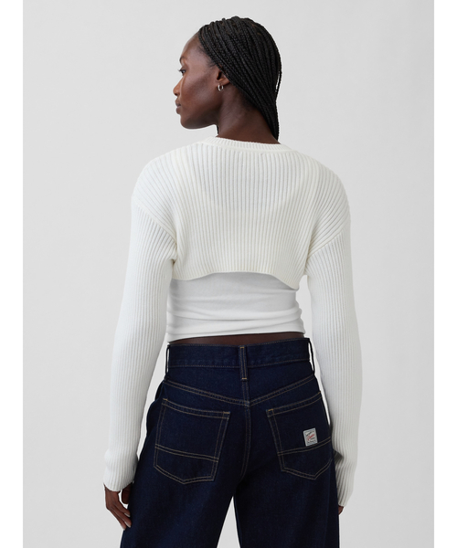 GAP（ギャップ）の「コットン100% リラックスフィット リブ ボレロセーター（ニット/セーター・レディース・オフホワイト/チャコールグレー/ブルー/ピンク・XXS/XL/L/M/S/XS）」の20枚目の写真