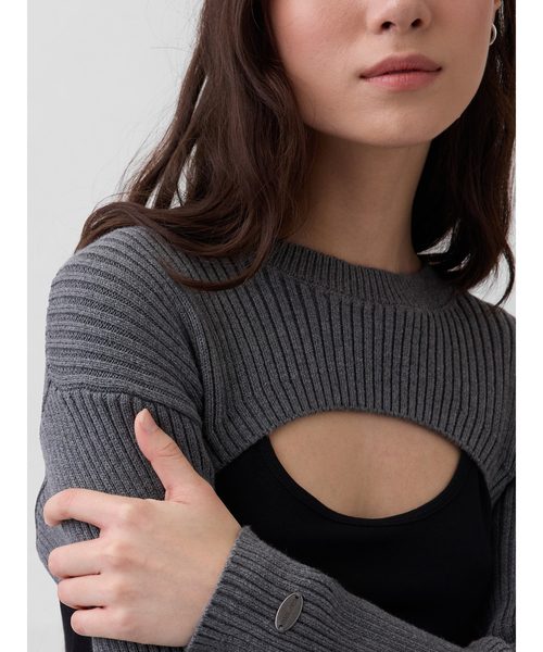 GAP（ギャップ）の「コットン100% リラックスフィット リブ ボレロセーター（ニット/セーター・レディース・オフホワイト/チャコールグレー/ブルー/ピンク・XXS/XL/L/M/S/XS）」の21枚目の写真