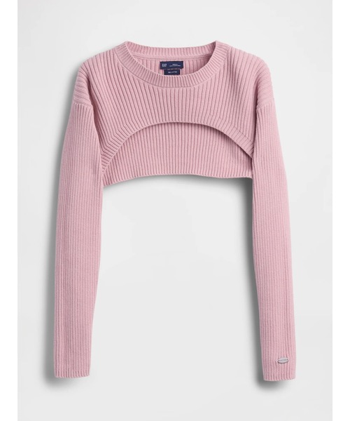 GAP（ギャップ）の「コットン100% リラックスフィット リブ ボレロセーター（ニット/セーター・レディース・オフホワイト/チャコールグレー/ブルー/ピンク・XXS/XL/L/M/S/XS）」の4枚目の写真