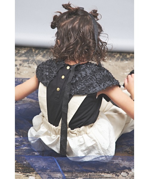 maarook（マルーク）の「カルゼストレッチペプラムサロペットパンツ（サロペット/オーバーオール・キッズ・ホワイト/ブラック・110cm/130cm/120cm）」の12枚目の写真