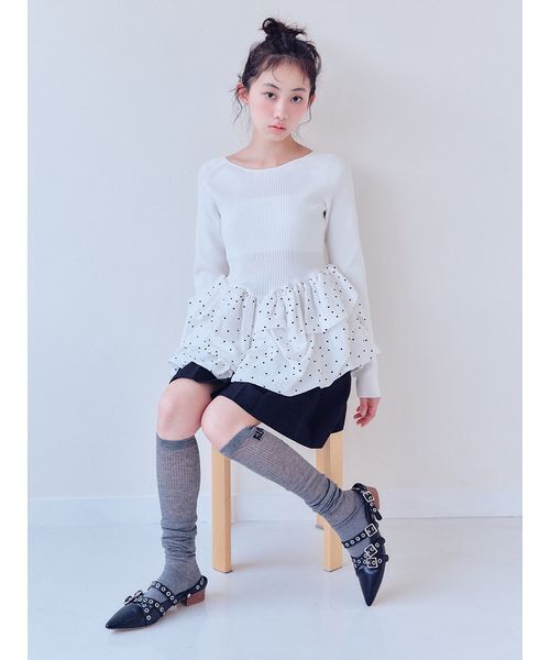 FURFUR(ファーファー)の「バルーンドッキングリブニットプルオーバー(ニット/セーター・レディース・ホワイト/ブラック/グレー・F)」の7枚目の写真