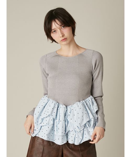 FURFUR(ファーファー)の「バルーンドッキングリブニットプルオーバー(ニット/セーター・レディース・ホワイト/ブラック/グレー・F)」の8枚目の写真