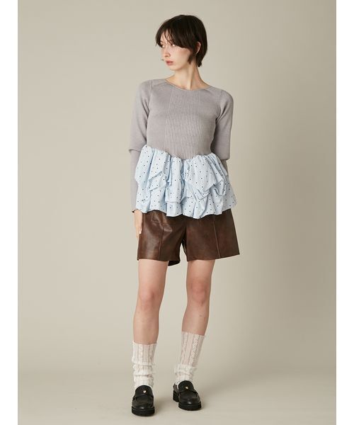 FURFUR(ファーファー)の「バルーンドッキングリブニットプルオーバー(ニット/セーター・レディース・ホワイト/ブラック/グレー・F)」の13枚目の写真