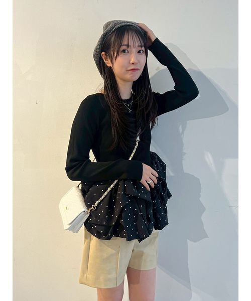 FURFUR(ファーファー)の「バルーンドッキングリブニットプルオーバー(ニット/セーター・レディース・ホワイト/ブラック/グレー・F)」の17枚目の写真