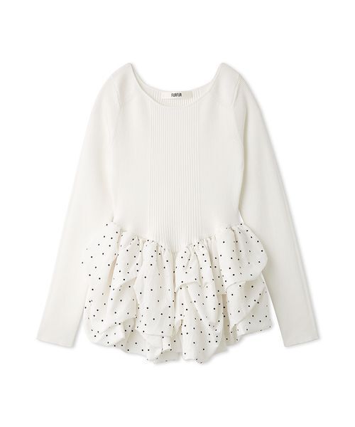 FURFUR(ファーファー)の「バルーンドッキングリブニットプルオーバー(ニット/セーター・レディース・ホワイト/ブラック/グレー・F)」の20枚目の写真