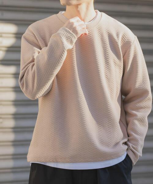 ITEMS URBANRESEARCH(アイテムズ アーバンリサーチ)の「フェイクレイヤードジオメジャカードTOPS(Tシャツ/カットソー・メンズ・グレー/ベージュ/ブラック・MEDIUM/LARGE)」の3枚目の写真