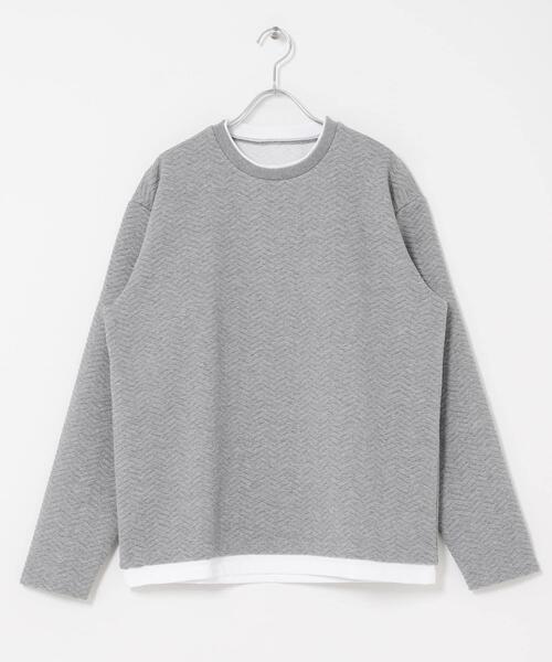 ITEMS URBANRESEARCH(アイテムズ アーバンリサーチ)の「フェイクレイヤードジオメジャカードTOPS(Tシャツ/カットソー・メンズ・グレー/ベージュ/ブラック・MEDIUM/LARGE)」の9枚目の写真