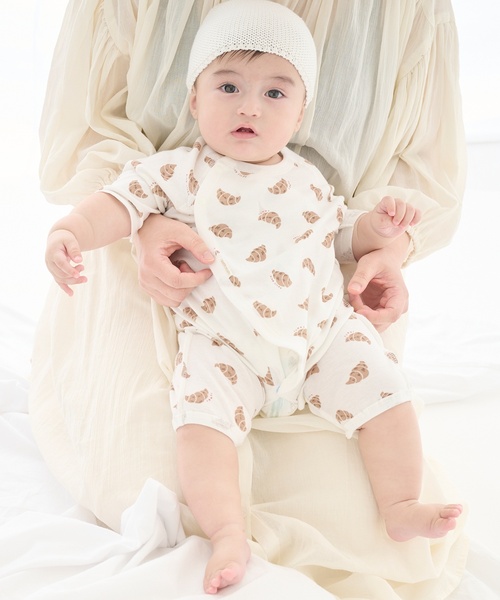 petit main(プティマイン)の「【弱酸性】7分袖2WAYオール(ロンパース・キッズ・ライトオレンジ系/ライトブルー/ピンク/ベージュ・50-70cm)」の2枚目の写真