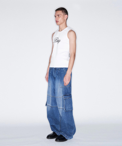 FROM ARLES(フロムアルル)の「ワイドペルティグデニムパンツ / ブルー(デニムパンツ・メンズ・ブルー・L/M)」の4枚目の写真