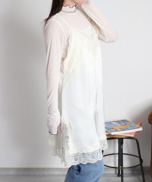 cepo（セポ）の「サテンレースワンピース（ワンピース・レディース・ブラック/オフホワイト・M）」の9枚目の写真