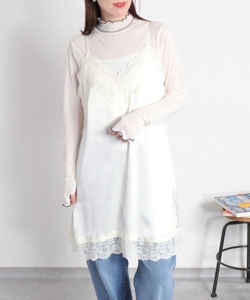 cepo（セポ）の「サテンレースワンピース（ワンピース・レディース・ブラック/オフホワイト・M）」の8枚目の写真