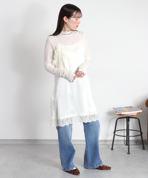 cepo（セポ）の「サテンレースワンピース（ワンピース・レディース・ブラック/オフホワイト・M）」の3枚目の写真