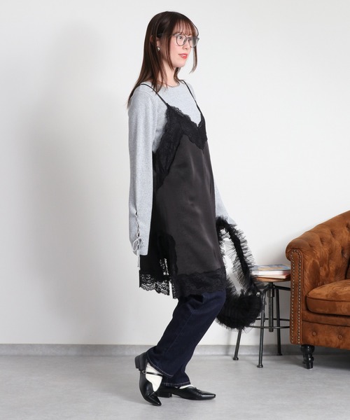 cepo（セポ）の「サテンレースワンピース（ワンピース・レディース・ブラック/オフホワイト・M）」の20枚目の写真