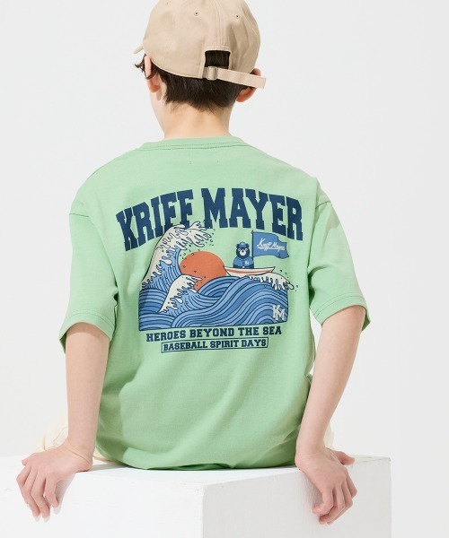 KRIFF MAYER Kid's Collection(クリフメイヤーキッズコレクション)の「【抗ピリング・接触冷感・吸汗速乾】冷感ベースボールT(HERO)(Tシャツ/カットソー・キッズ・チャコール/オフホワイト/ライトグリーン/ネイビー/イエロー・150/140/170/160/130/120)」の10枚目の写真