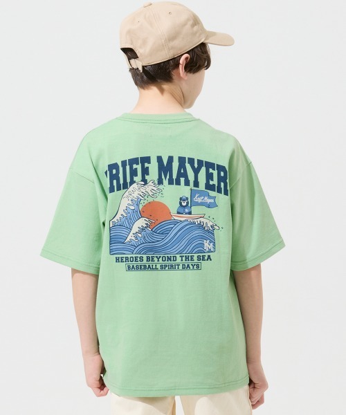 KRIFF MAYER Kid's Collection(クリフメイヤーキッズコレクション)の「【抗ピリング・接触冷感・吸汗速乾】冷感ベースボールT(HERO)(Tシャツ/カットソー・キッズ・チャコール/オフホワイト/ライトグリーン/ネイビー/イエロー・150/140/170/160/130/120)」の6枚目の写真