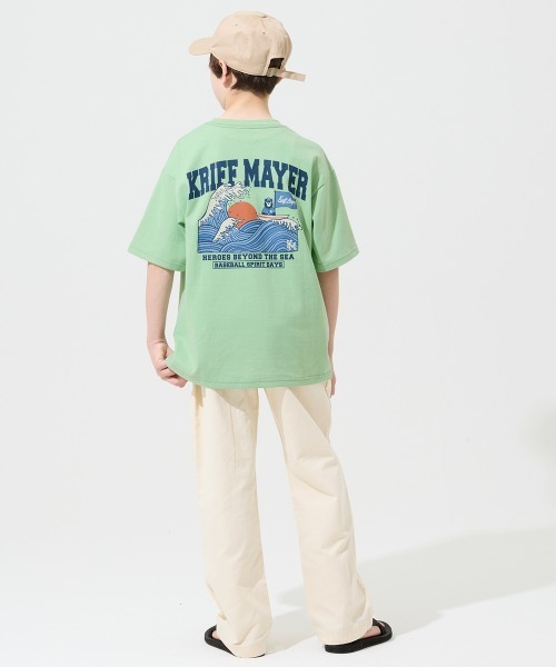 KRIFF MAYER Kid's Collection(クリフメイヤーキッズコレクション)の「【抗ピリング・接触冷感・吸汗速乾】冷感ベースボールT(HERO)(Tシャツ/カットソー・キッズ・チャコール/オフホワイト/ライトグリーン/ネイビー/イエロー・150/140/170/160/130/120)」の9枚目の写真