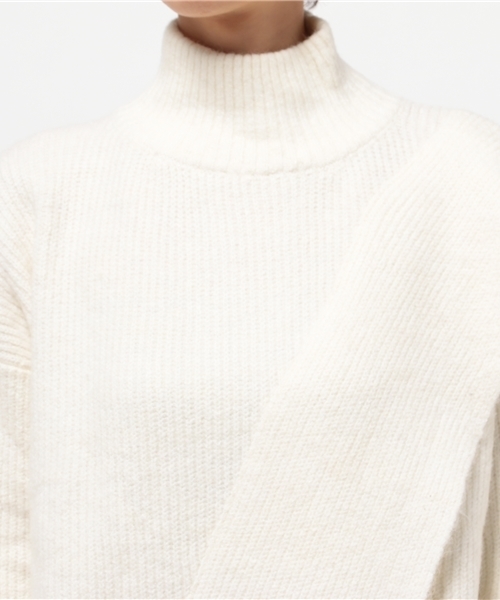 OUTLET（アウトレット）の「【WHO'S WHO gallery】AMスラッシュデザインニット（ニット/セーター・レディース・オフホワイト/チャコールグレー・FREE）」の6枚目の写真