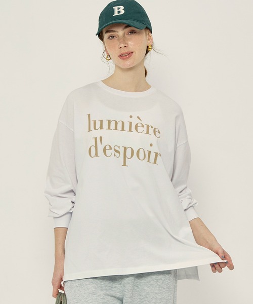 coca（coca）（コカ）の「コットンビッグシルエットロゴTシャツ（Tシャツ/カットソー・レディース・チャコール/ライトグレー/ホワイト/ブラック・S/XL/L/M）」の2枚目の写真