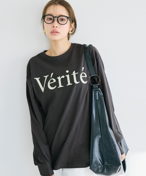 coca（coca）（コカ）の「コットンビッグシルエットロゴTシャツ（Tシャツ/カットソー・レディース・チャコール/ライトグレー/ホワイト/ブラック・S/XL/L/M）」の4枚目の写真