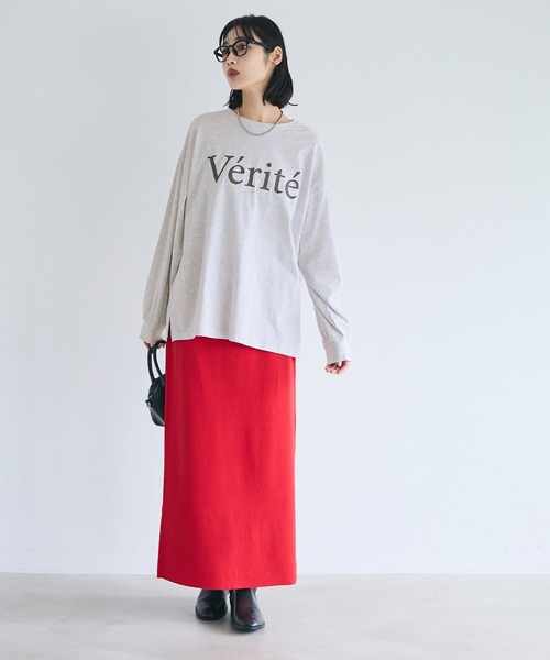 coca（coca）（コカ）の「コットンビッグシルエットロゴTシャツ（Tシャツ/カットソー・レディース・チャコール/ライトグレー/ホワイト/ブラック・S/XL/L/M）」の5枚目の写真