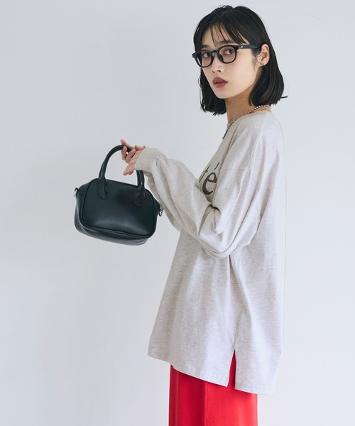 coca（coca）（コカ）の「コットンビッグシルエットロゴTシャツ（Tシャツ/カットソー・レディース・チャコール/ライトグレー/ホワイト/ブラック・S/XL/L/M）」の6枚目の写真