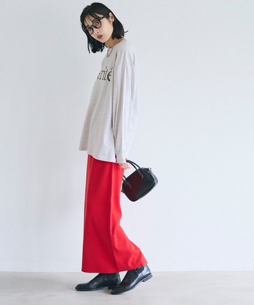 coca（coca）（コカ）の「コットンビッグシルエットロゴTシャツ（Tシャツ/カットソー・レディース・チャコール/ライトグレー/ホワイト/ブラック・S/XL/L/M）」の8枚目の写真