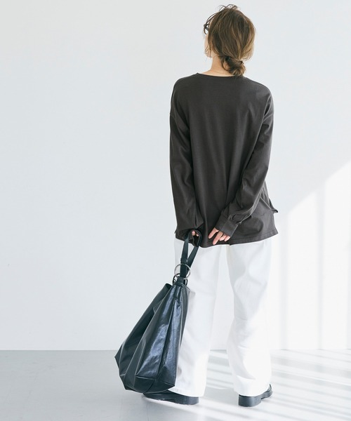 coca（coca）（コカ）の「コットンビッグシルエットロゴTシャツ（Tシャツ/カットソー・レディース・チャコール/ライトグレー/ホワイト/ブラック・S/XL/L/M）」の10枚目の写真