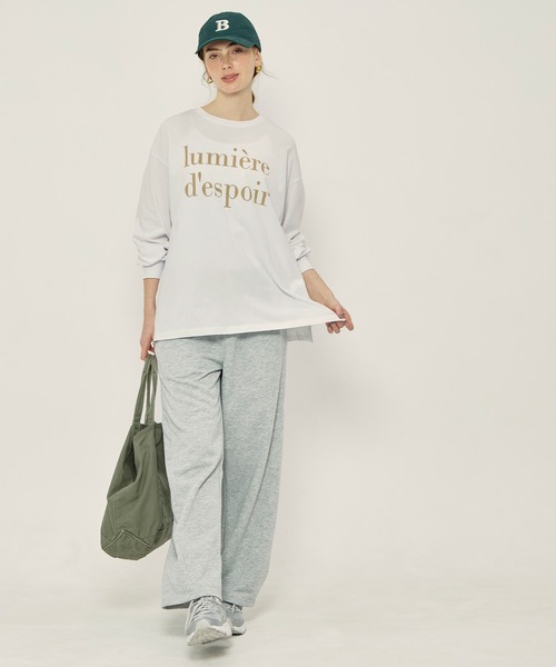 coca（coca）（コカ）の「コットンビッグシルエットロゴTシャツ（Tシャツ/カットソー・レディース・チャコール/ライトグレー/ホワイト/ブラック・S/XL/L/M）」の13枚目の写真