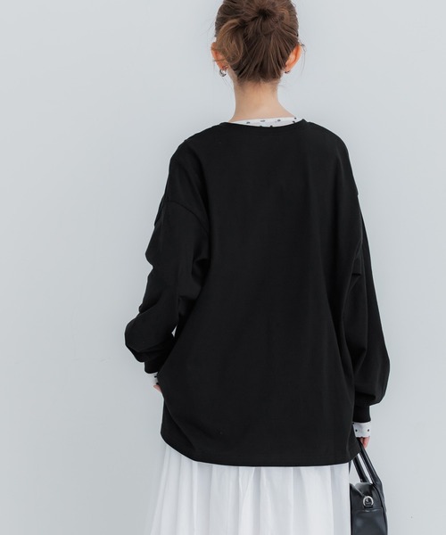 coca（coca）（コカ）の「コットンビッグシルエットロゴTシャツ（Tシャツ/カットソー・レディース・チャコール/ライトグレー/ホワイト/ブラック・S/XL/L/M）」の20枚目の写真