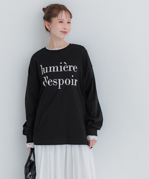 coca（coca）（コカ）の「コットンビッグシルエットロゴTシャツ（Tシャツ/カットソー・レディース・チャコール/ライトグレー/ホワイト/ブラック・S/XL/L/M）」の17枚目の写真