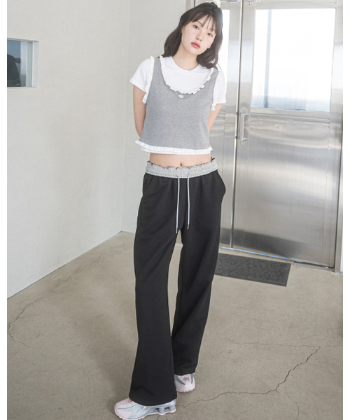 HAVISM(ヘビズム)の「ウエストコントラスト 2WAY スウェットパンツ(ブラック)(スウェットパンツ・レディース・その他・ONE SIZE)」の3枚目の写真