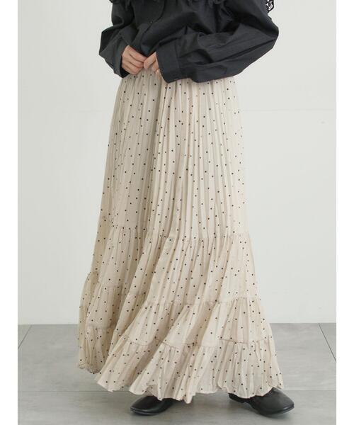Samansa Mos2（サマンサ モスモス）の「柄アソートワッシャーティアードスカート（スカート・レディース・ブラック/オフホワイト/ベージュ・F）」の3枚目の写真