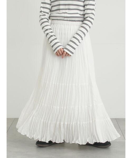 Samansa Mos2（サマンサ モスモス）の「柄アソートワッシャーティアードスカート（スカート・レディース・ブラック/オフホワイト/ベージュ・F）」の21枚目の写真