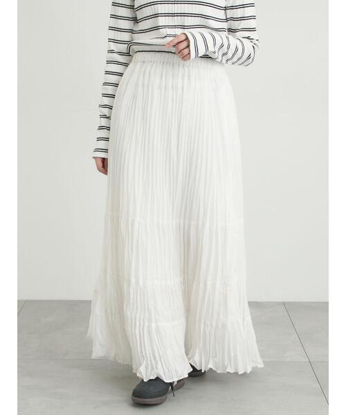 Samansa Mos2（サマンサ モスモス）の「柄アソートワッシャーティアードスカート（スカート・レディース・ブラック/オフホワイト/ベージュ・F）」の22枚目の写真