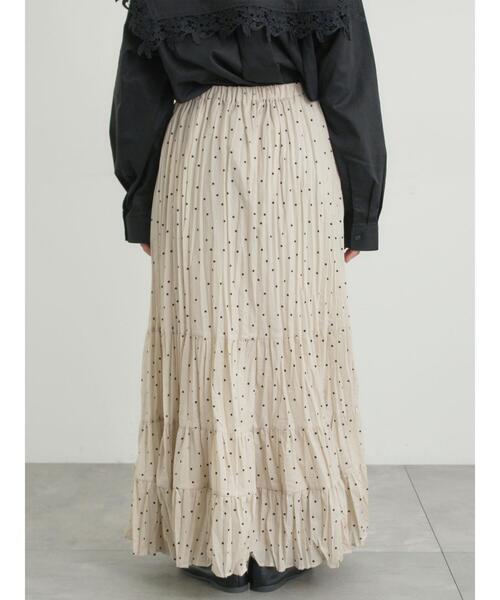 Samansa Mos2（サマンサ モスモス）の「柄アソートワッシャーティアードスカート（スカート・レディース・ブラック/オフホワイト/ベージュ・F）」の7枚目の写真
