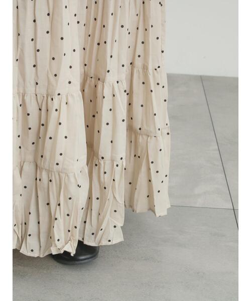Samansa Mos2（サマンサ モスモス）の「柄アソートワッシャーティアードスカート（スカート・レディース・ブラック/オフホワイト/ベージュ・F）」の10枚目の写真