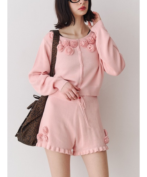 jouetie(ジュエティ)の「ローズモチーフコンパクトニット【セットアップ対応】(ニット/セーター・レディース・ピンク/ブラック/グレー・MEDIUM)」の3枚目の写真