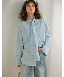 Re:EDIT | [2026S/S PRE ORDER]ボウタイビッグリボンサッカーストライプシャツ(シャツ/ブラウス)