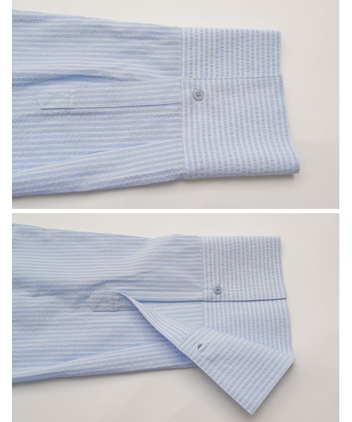 Re:EDIT（リエディ）の「[2026S/S PRE ORDER]ボウタイビッグリボンサッカーストライプシャツ（シャツ/ブラウス・レディース・ホワイト/ミント/ライトブルー・LARGE/MEDIUM）」の17枚目の写真