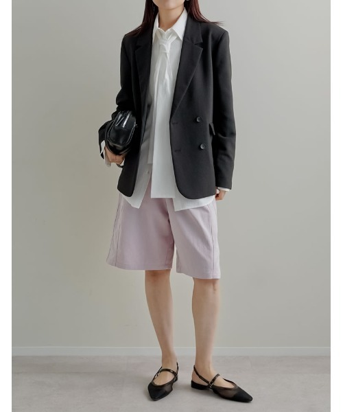 Re:EDIT（リエディ）の「[2026S/S PRE ORDER]ボウタイビッグリボンサッカーストライプシャツ（シャツ/ブラウス・レディース・ホワイト/ミント/ライトブルー・LARGE/MEDIUM）」の4枚目の写真