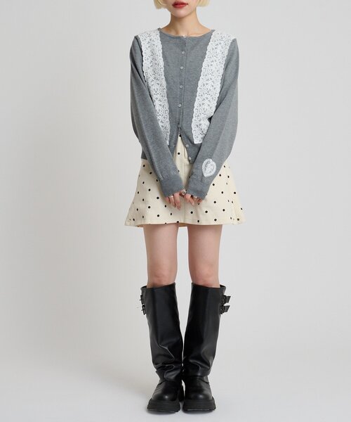 w closet(ダブルクローゼット)の「レースカーディガン(カーディガン/ボレロ・レディース・グレー/アイボリー/レッド/ネイビー・FREE)」の7枚目の写真