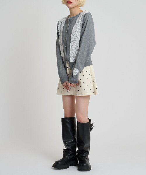 w closet(ダブルクローゼット)の「レースカーディガン(カーディガン/ボレロ・レディース・グレー/アイボリー/レッド/ネイビー・FREE)」の8枚目の写真