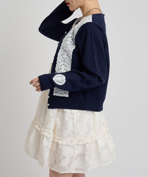 w closet(ダブルクローゼット)の「レースカーディガン(カーディガン/ボレロ・レディース・グレー/アイボリー/レッド/ネイビー・FREE)」の11枚目の写真
