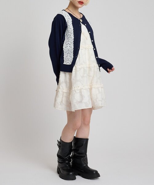 w closet(ダブルクローゼット)の「レースカーディガン(カーディガン/ボレロ・レディース・グレー/アイボリー/レッド/ネイビー・FREE)」の15枚目の写真
