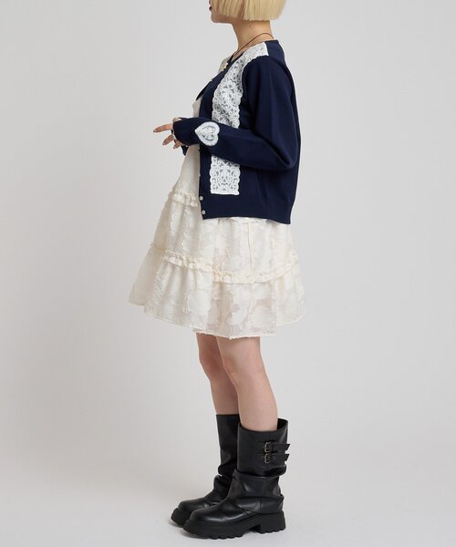 w closet(ダブルクローゼット)の「レースカーディガン(カーディガン/ボレロ・レディース・グレー/アイボリー/レッド/ネイビー・FREE)」の17枚目の写真