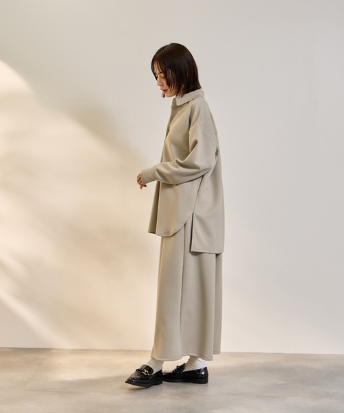 ketty(ケティ)の「ダンボールニットスキッパートップ×スカート2ピース≪洗濯機で洗える≫(ワンピース・レディース・アイボリー/ベージュ/ダークグレー・M)」の15枚目の写真