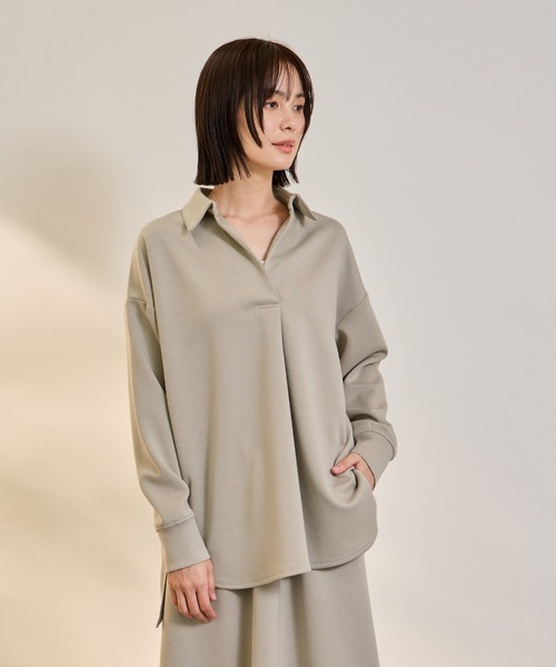 ketty(ケティ)の「ダンボールニットスキッパートップ×スカート2ピース≪洗濯機で洗える≫(ワンピース・レディース・アイボリー/ベージュ/ダークグレー・M)」の6枚目の写真