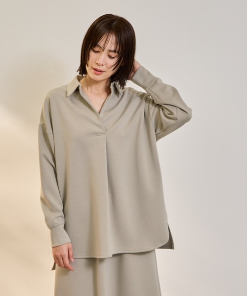 ketty(ケティ)の「ダンボールニットスキッパートップ×スカート2ピース≪洗濯機で洗える≫(ワンピース・レディース・アイボリー/ベージュ/ダークグレー・M)」の9枚目の写真