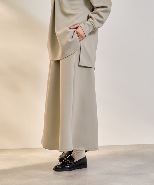ketty(ケティ)の「ダンボールニットスキッパートップ×スカート2ピース≪洗濯機で洗える≫(ワンピース・レディース・アイボリー/ベージュ/ダークグレー・M)」の11枚目の写真